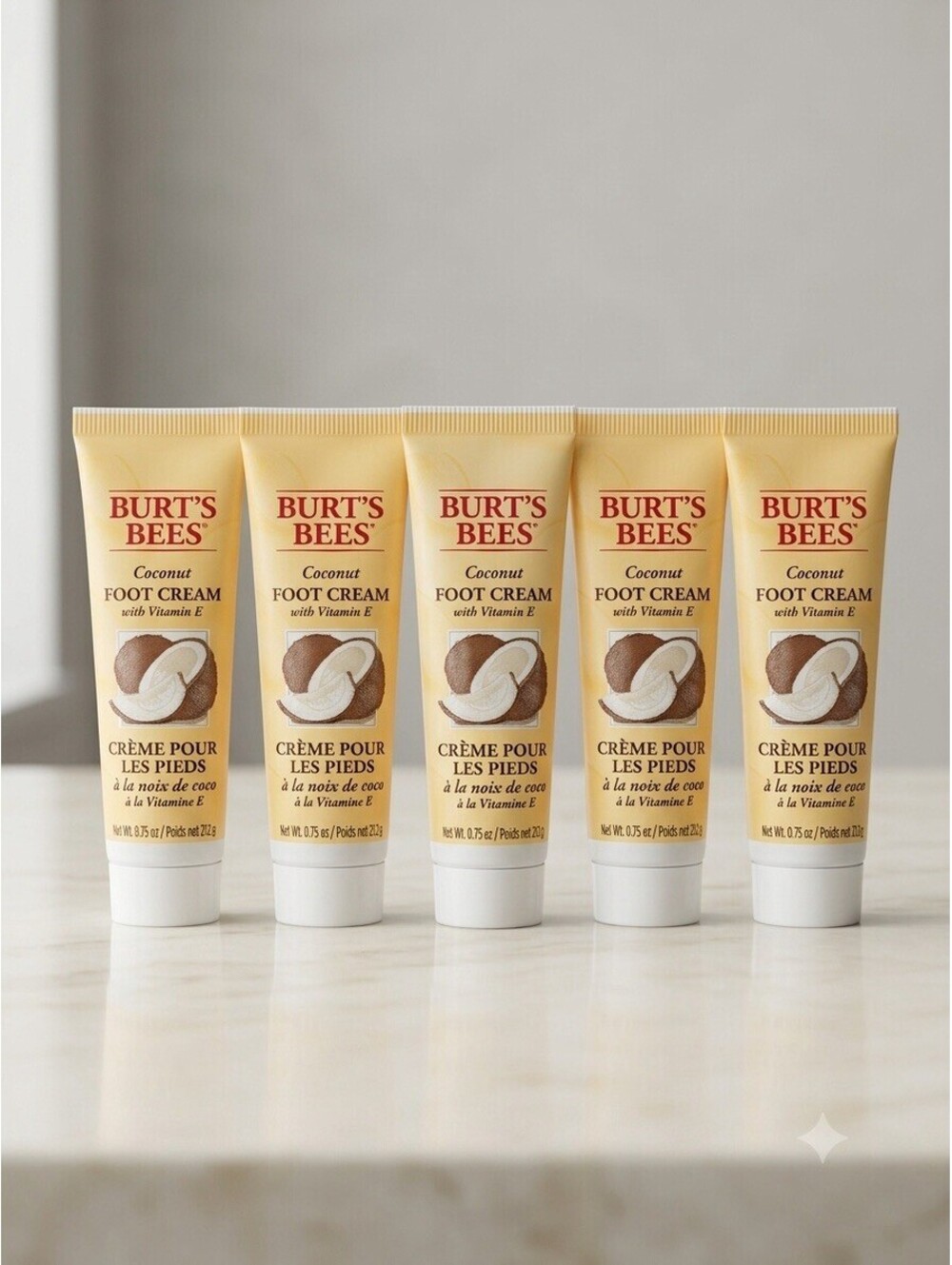 Burt’s Bees Coconut Foot Cream with Vitamin E - 0.75 oz / 21.2g Each (Lot of 5)